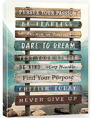 Inspirational Wall Art for Office Motivational Canvas Prints Framed Motivational Wall Art for Bedroom Bathroom Living room Farmhouse Style Positive Quotes Wall Decor for Office 12×16 in
