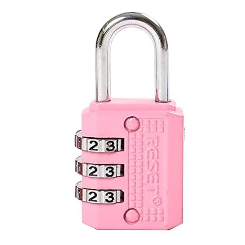 RESET-071 3 Digit Small Combination Lock Tiny Padlock for Mini Locker Box Luggage Suitcase Backpack Pink