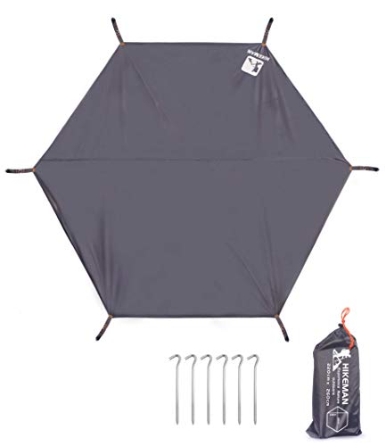 Hikeman Hexagonal Tent Footprint,1-4 Person Ultralight Waterproof Tent Tarp Ground Sheet Mat with 6 Tent Stakes for Camping Hiking Picnic Backpacking (Gray 10′ X 8.8′)