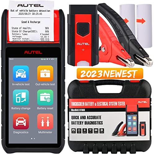 Autel Battery Tester MaxiBAS BT608 (E), 2023 Upgraded of BT508/ BT506, All System Diagnostic as MK808S/ MK808, Battery Registration, Adaptive Conductance, 100-3000CCA Battery Test, Cranking Analysis