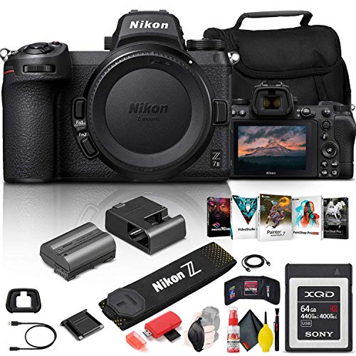 Nikon Z 7II Mirrorless Digital Camera 45.7MP (Body Only) (1653) + 64GB XQD Card + Corel Photo Software + Case + HDMI Cable + Cleaning Set + Hand Strap + More – International Model (Renewed)
