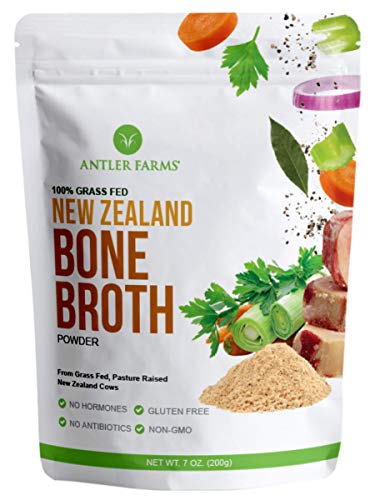 Antler Farms – 100% Grass Fed New Zealand Bone Broth Powder, 40 Servings, 200g – Slow Cooked, Gently Dried, Light Flavor, No Hormones, No Antibiotics, No GMOs