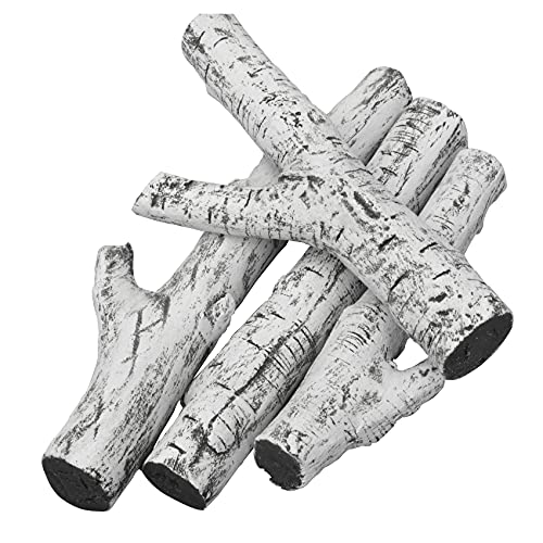 Stanbroil 4 Piece Set of Ceramic White Birch Wood Gas Log for All Types of Ventless, Gel, Ethanol, Electric,Gas Inserts, Propane, Indoor or Outdoor Fireplaces & Fire Pits