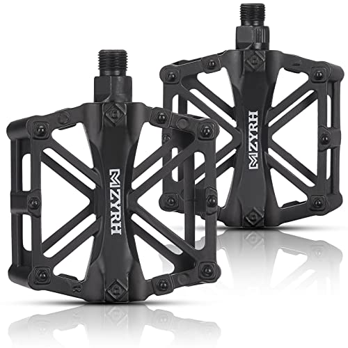 kemimoto Mountain Bike Pedals MTB Bicycle Flat Pedals, 9/16” CNC Aluminum Durable Sealed Bearing for Most Bikes BMX MTB Enduro Downhill Trail (Two Pack) (Black)
