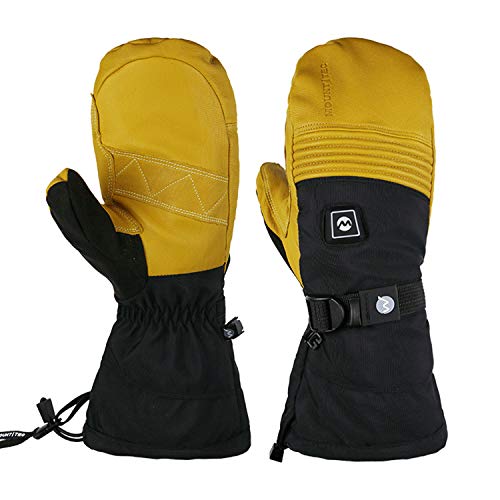 MOUNT TEC Explorer 4S Ski & Snowboard Gloves Mitten – Waterproof & Windproof Winter Snowboarding Heated Gloves for Men & Women for Cold Weather – with Goatskin Shell & Palm (Yellow, X-Large)