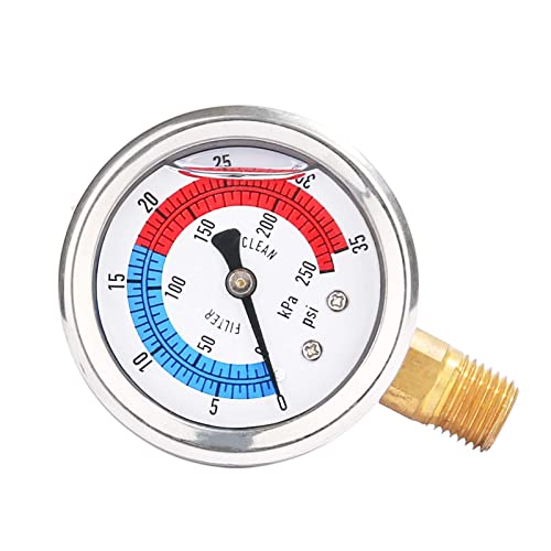 Watflow 2″ Dial Pool Filter Pressure Gauge, Glycerine Filled Pressure Gauge, Water Pressure Gauge, 304 Stainless Steel Case,1/4″NPT Lower Mount | The Storepaperoomates Retail Market - Fast Affordable Shopping