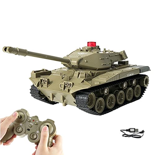 WEECOC RC Tank Military Truck Vehicles RC Car 2.4Ghz Radio Controlled Military Battle Tank Toy 270°Rotational Realistic Sounds Great Gift for Kids Boys (Green)
