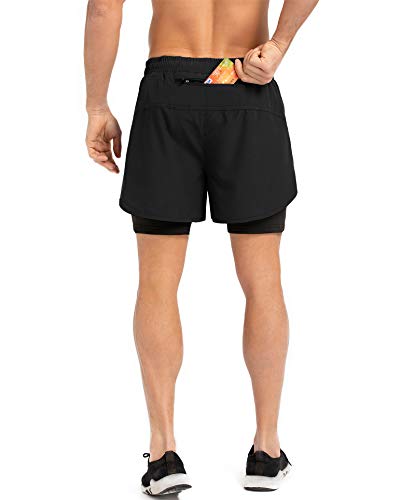 Gesean Mens Running Shorts，Workout Running Shorts for Men，2-in-1 Shorts，5-Inch Gym Outdoor Sports Shorts Black Medium | The Storepaperoomates Retail Market - Fast Affordable Shopping