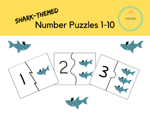 Shark Themed Number Puzzles 1 10