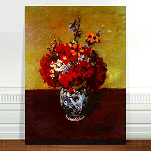 Paul Cezanne Dahlias in Flower Vase ~ FINE ART CANVAS PRINT Paintings Oil Painting Original Drawing Poster Photo Wall (10x14inch NO Framed)