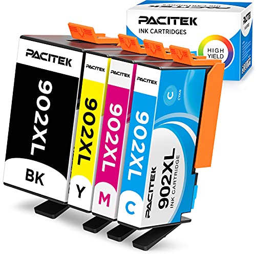 PACITEK Compatible Ink Cartridge Replacement for HP 902 XL 902XL with Advanced Chip Technology to use with Officejet Pro 6974 6968 6978 6975 6960 Officejet 6951 6954 6956 6958 6950 6962(4 Pack)