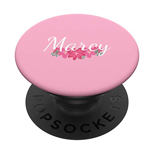 Marcy – Floral Pink Personalized First Name PopSockets PopGrip: Swappable Grip for Phones & Tablets