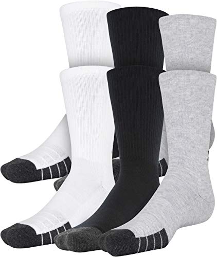Under Armour Adult Performance Tech Crew Socks, Multipairs , Steel Assorted (6-Pairs) , Large