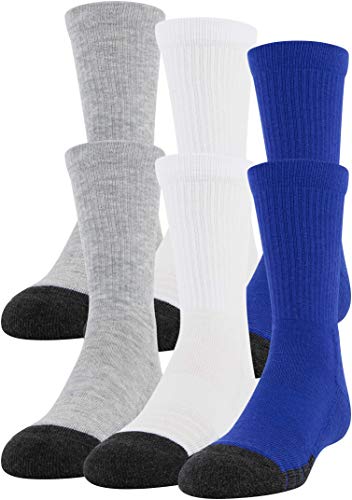 Under Armour Unisex-Child Performance Tech Crew Socks, Multipairs , Royal Assorted (6-Pairs) , Small