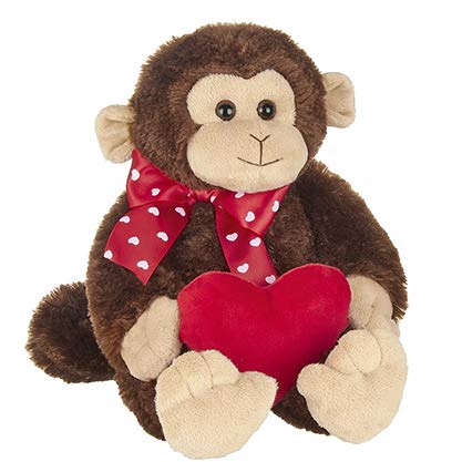 Bearington Wilde Love Stuffed Animal Monkey Plush Holding a Heart with Red Bow, Kid Companion Plushie, Great Gift for Birthdays, Holidays & Other Special Occasions Like Valentines Day, 15 inches