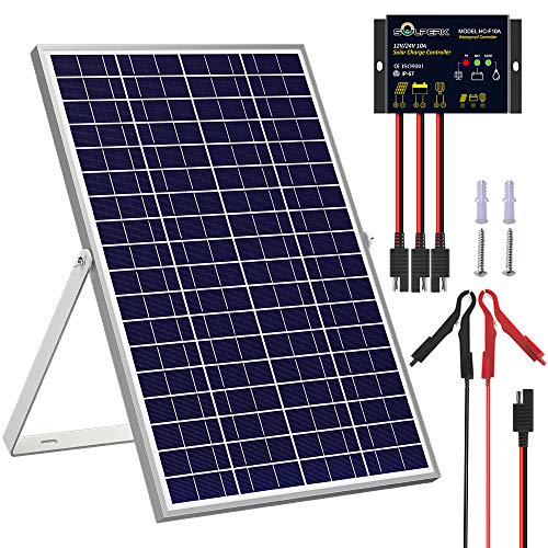 SOLPERK 30W 24V Solar Panel Kit, Solar Battery Trickle Charger Maintainer+10A Controller + Adjustable Mount Bracket for Automotive Motorcycle Boat Marine RV