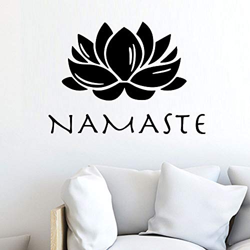 Namaste Decor for Wall, Namaste Wall Art Decal DIY Stickers, Lotus Wall Decal for Yoga Room Bedroom Decor