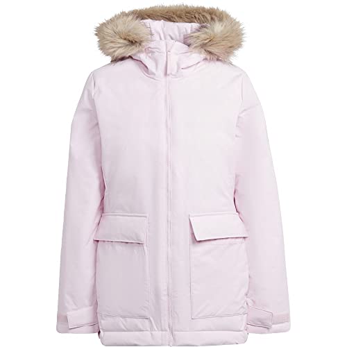 adidas womens Utilitas Hooded Parka Clear Pink Small