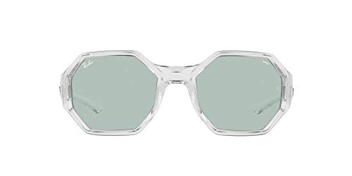 Ray-Ban RB4337 Polarized Square Sunglasses, Transparent/Evolve Photochromic Green to Blue, 59 mm