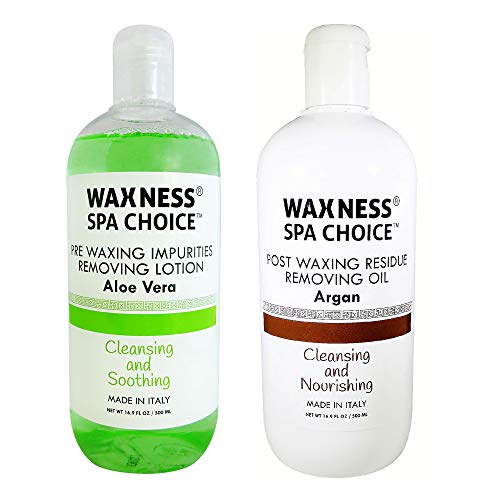 Waxness Spa Choice Pre Post Waxing Lotion Aloe Vera and Argan Oil 2 X 16.9 fl oz / 500 ml