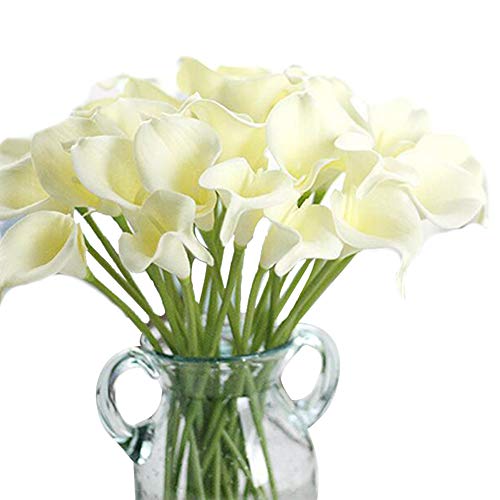 30pcs Artificial Calla Lily Bridal Wedding Bouquet, Artificial Real Touch Latex Flowers for Home Garden Party Wedding Decoration