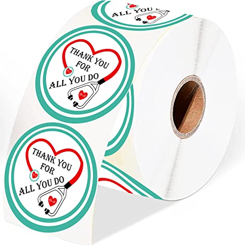 500 Healthcare Workers Thank You Stickers Thank You for All You Do for Us Labels 2″ Nurse Essential Workers Appreciation Themed Sticker for Doctors Cards, Envelopes,Package Sealing