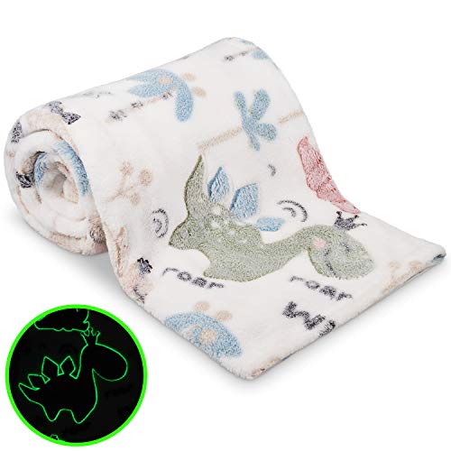 urban souq, Dinosaur Blanket, Glow in The Dark Blanket for Boys and Girls. Soft Fleece Throw for Kids. Magic Glowing Bed Comforter, Travel or Stroller Blanket for Baby or Toddler.