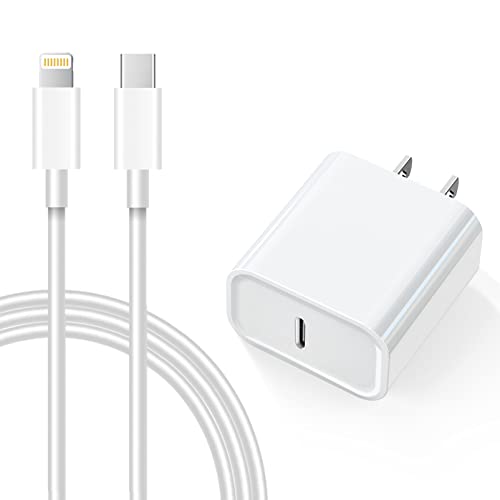 iPhone 14 13 Fast Charger, [Apple MFi Certified] USB C Wall Charger Fast Charging 20W PD Adapter with 6FT Type-C to Lightning Cable Compatible with iPhone 14 13 12 Pro Max Mini 11 Xs XR X 8 and More