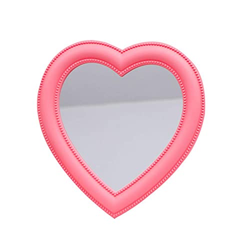 BinaryABC Heart Makeup Mirror Cosmetic Mirror Wall Desktop Mirror Bedroom Mirror,Valentines Day Gift(Pink)