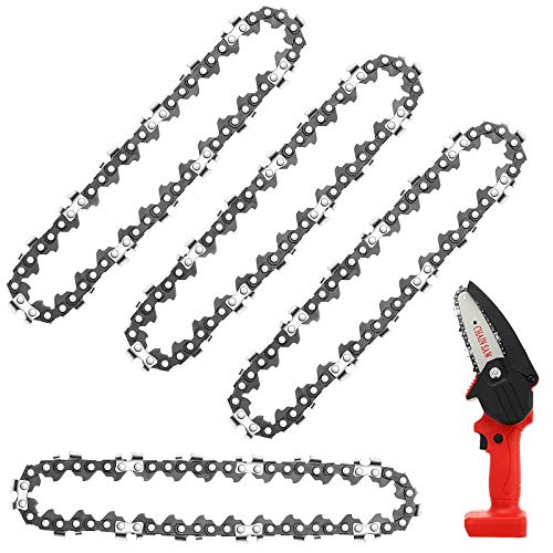 Mini Chainsaw Chain Replacement Portable for Cordless Electric Chainsaw Blade 24 V Chainsaw Pruning Shears for Wood Branch Cutting (4 Pieces,4 Inches)