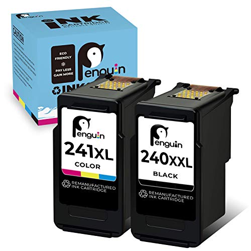Penguin Remanufactured Printer Ink Cartridge Replacement for Canon Pg-240XXL Cl-241XL 240 XL 241 XL Used for PIXMA MG3620 MG3600 MG3520 TS5120 MG2120 MG2220 MG3120 MG3122 (1 Black,1 Color) Combo Pack