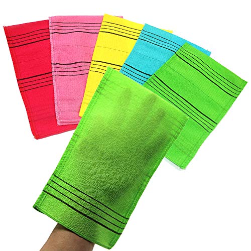 NEPURE Korean Exfoliating Mitt, Large Size, 5 Colors, Back and Body Exfoliating Washcloth for Removing Dry, Reusable (Mix, 5)