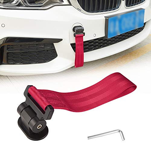 TOMALL Universal Car Decorative Trailer Tow Strap Red Car Tow Belt for Car Bumper (ONLY Decoration)