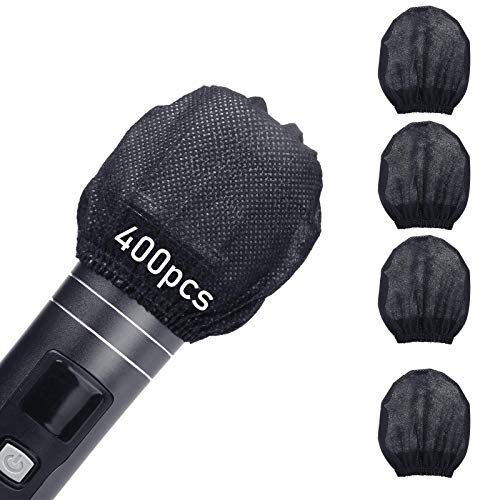 Microphone Cover 400pcs (200 pairs) Microphone Covers Disposable Individually Wrapped Mic Cover For Sanitary Mic Covers Disposable For Mic Microphone Windscreen & Pop Filters Black (400 pack-Black)