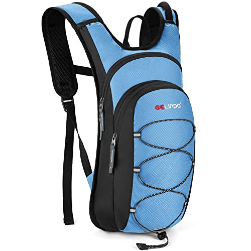 Gelindo Water Backpack Hiking Hydration Pack, Insulated Hydration Backpacks with 2L BPA Free Water Bladder for Men, Women, Kids for Running, Cycling, Camping, Walking, School and Outdoor-SkyBlue