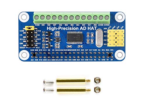 Waveshare High-Precision AD HAT for Raspberry Pi with ADS1263 10-Ch 32-Bit ADC Compatible with Raspberry Pi Series and Jetson Nano