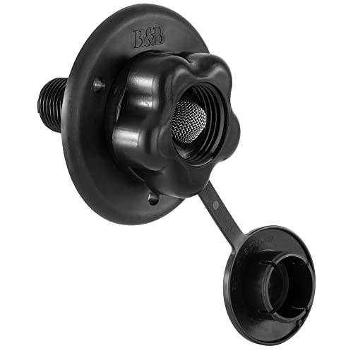RecPro RV City Water Fill Inlet | Plastic Flange with Check Valve | Camper | Trailer | Marine (Black) | Made in USA