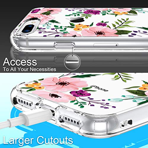 GiiKa iPhone 8 Plus Case, iPhone 7 Plus Case with Screen Protector, Clear Heavy Duty Protective Case Floral Girls Women Hard PC Case with TPU Bumper Cover Phone Case for iPhone 8 Plus, Small Flowers | The Storepaperoomates Retail Market - Fast Affordable Shopping