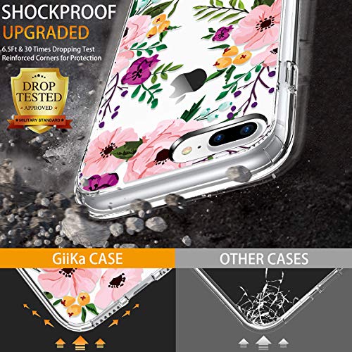 GiiKa iPhone 8 Plus Case, iPhone 7 Plus Case with Screen Protector, Clear Heavy Duty Protective Case Floral Girls Women Hard PC Case with TPU Bumper Cover Phone Case for iPhone 8 Plus, Small Flowers | The Storepaperoomates Retail Market - Fast Affordable Shopping