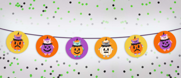 Printable Pumpkin Cats Banner Kit – DIY Halloween Decor