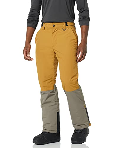 Amazon Essentials Men’s Water-Resistant Insulated Snow Pant, Gold/Light Brown, Color Block, Large