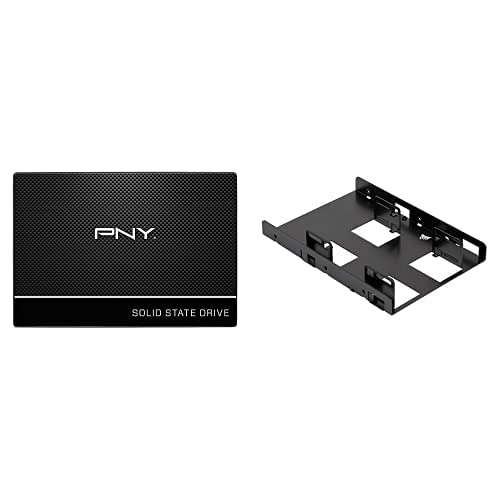 PNY CS900 240GB 3D NAND 2.5″ SATA III Internal Solid State Drive (SSD) – (SSD7CS900-240-RB) & Corsair Dual SSD Mounting Bracket (3.5” Internal Drive Bay to 2.5″, Easy Installation) Black