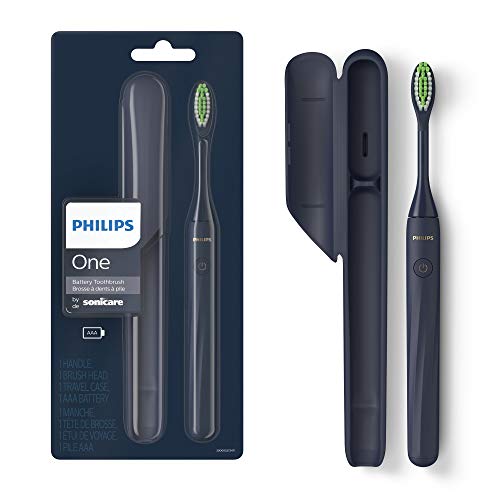 Philips One by Sonicare Battery Toothbrush, Midnight Navy Blue, HY1100/04, 2 Piece Set