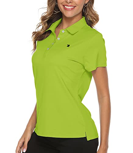 YSENTO Women Golf Shirts Dry Fit Short Sleeve Moisture Wicking Polo Shirts(Green, US XL)