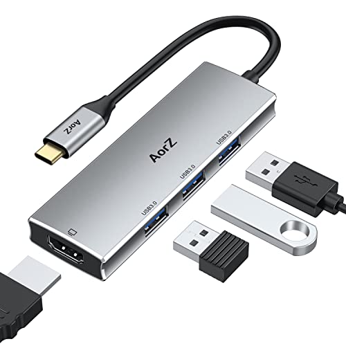 USB C Hub HDMI Adapter, USB C to USB Hub AorZ USB C Dongle 4 in 1 Type C Hub with 4K HDMI, USB 3.0 Ports for MacBook/Pro/Air (Thunderbolt 3)/iPad pro/Air, Steam Deck and Type C Devices