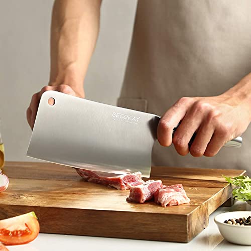 BECOKAY Meat Cleaver Knife, Professional 7 Inch Light Bone Chopping Butcher Knife with Heavy Duty Blade, German Stainless Steel Blade Chopper with Metal Handle, Chinese Chef Knife for Kitchen | The Storepaperoomates Retail Market - Fast Affordable Shopping