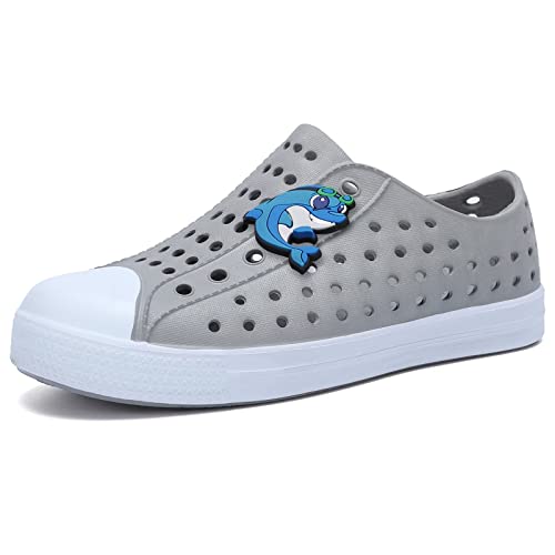 seannel Kids Water Shoes Slip-On Sneaker Lightweight Breathable Sandal Outdoor & Indoor-U821STLXS001-New Light Gray-25