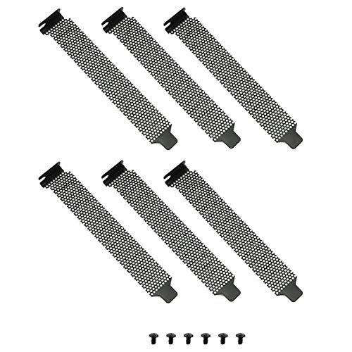 E-outstanding PCI Slot Cover 6PCS Black Dust Filter Bracket Expansion Blank Plate PC Computer Case Blank with 6PCS Screws