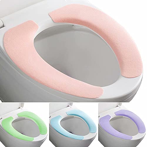 FACOYONG Bathroom Upgraded Warmer Toilet Seat Cover Pads 4 Pack, Portable Washable and Reusable Toilet Seat Cushion Pad