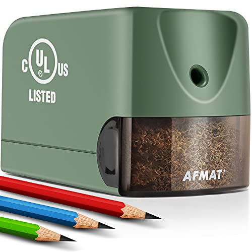 Electric Pencil Sharpener Heavy Duty, AFMAT Pencil Sharpener Electric for Classroom, UL Listed Plug in Pencil Sharpener for 6.5-8mm No.2/Colored Pencils, w/Upgraded Helical Blade(Sharpen 10000 Times)
